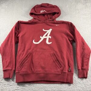 Alabama Crimson Tide Hoodie VINTAGE Nike Mens Medium Red Embroidered Textured